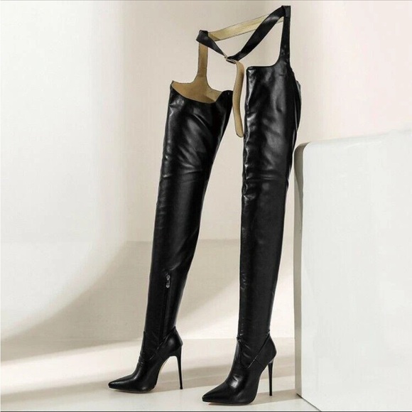 Ohichiic Womens Sexy Thigh High Boots Pointed Toe Heels Stilettos Size 39 (8.5/9 - Picture 1 of 8